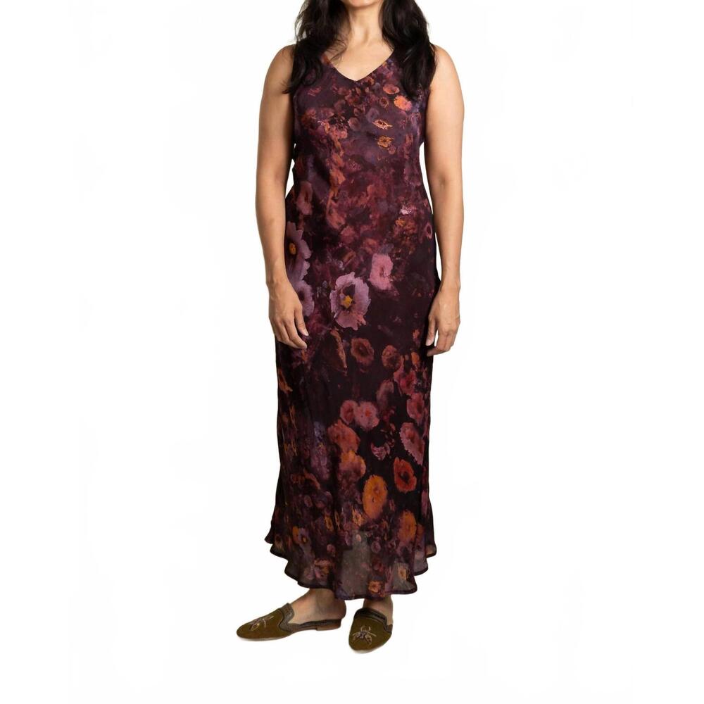 NEW YAVI bias cut dress in aubergine floral